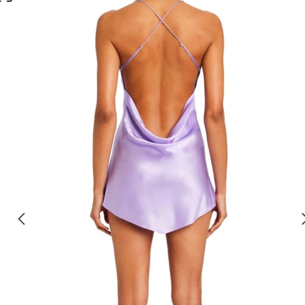 NWT SER.O.YA PRACILLA SILK MINI DRESS purple draped slip strappy S - Picture 5 of 8